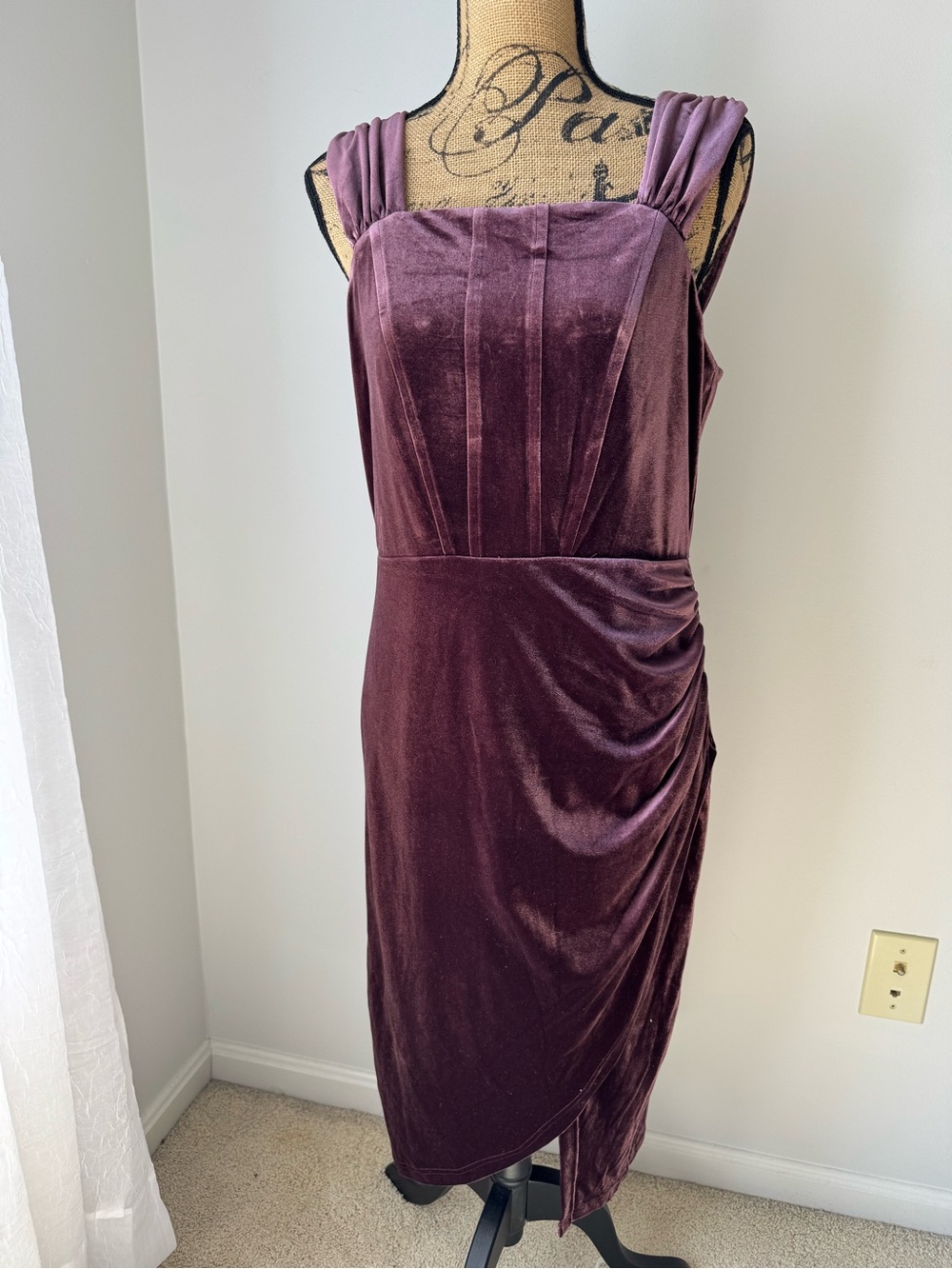 Versona Velvet Midi Dress in Plum